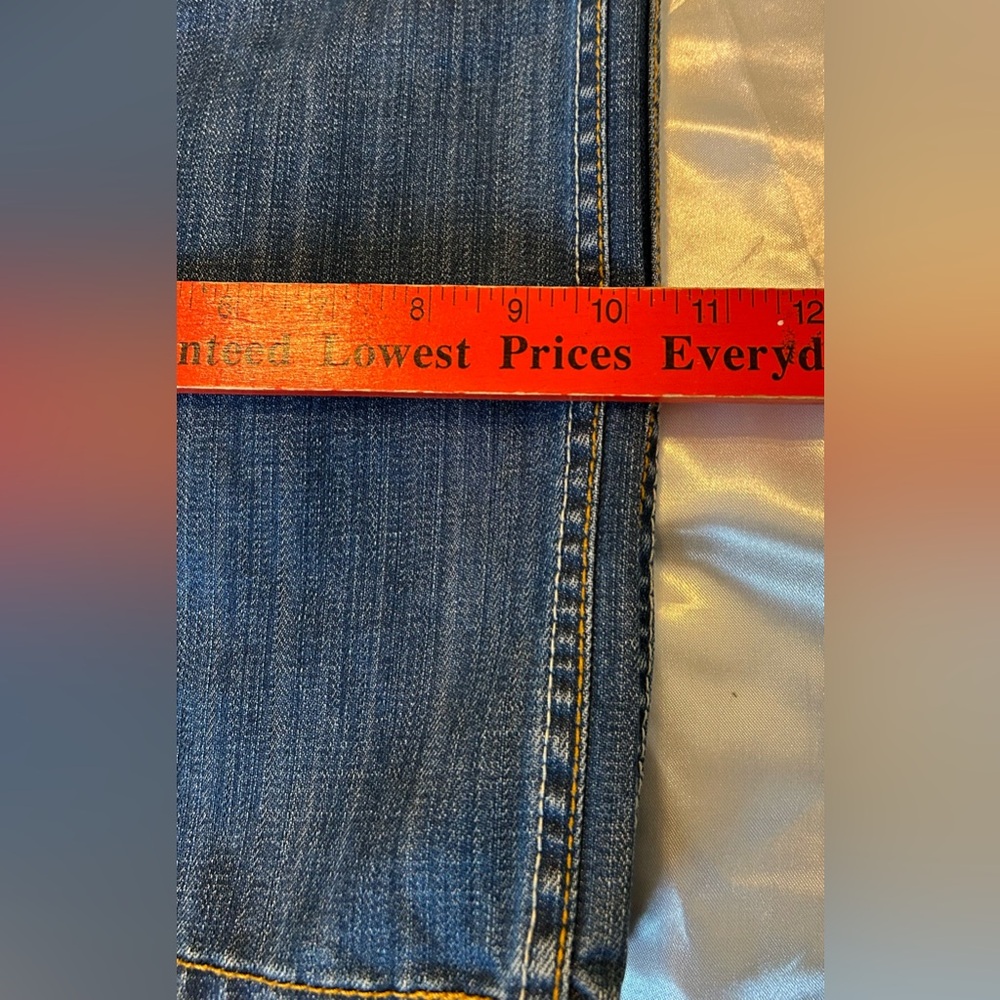 Y2K Level 7 Relaxed Straight Fit Jeans Size 42x32 Light Wash Distressed - Picture 6 of 6